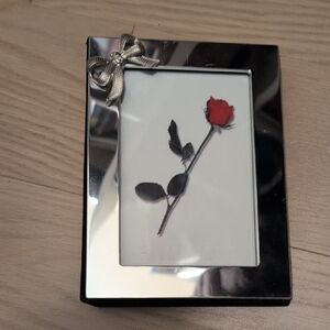 Silver Frame with Red Rose Design